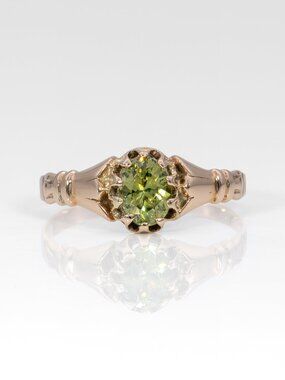 Estate 0.52Ct Demantoid Solitaire Ring in Solid 10K Yellow Gold, Claw Setting